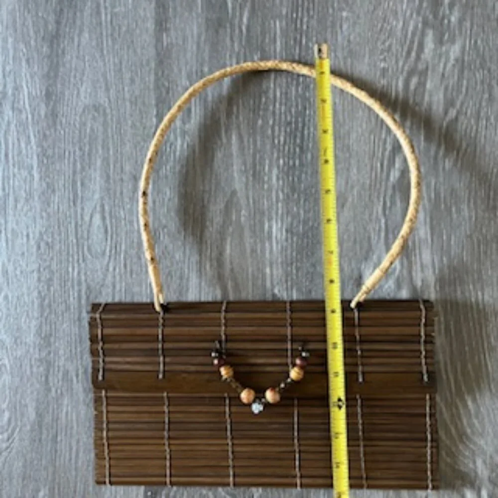 🧡3/15 Natural Bamboo Handbag with Strap